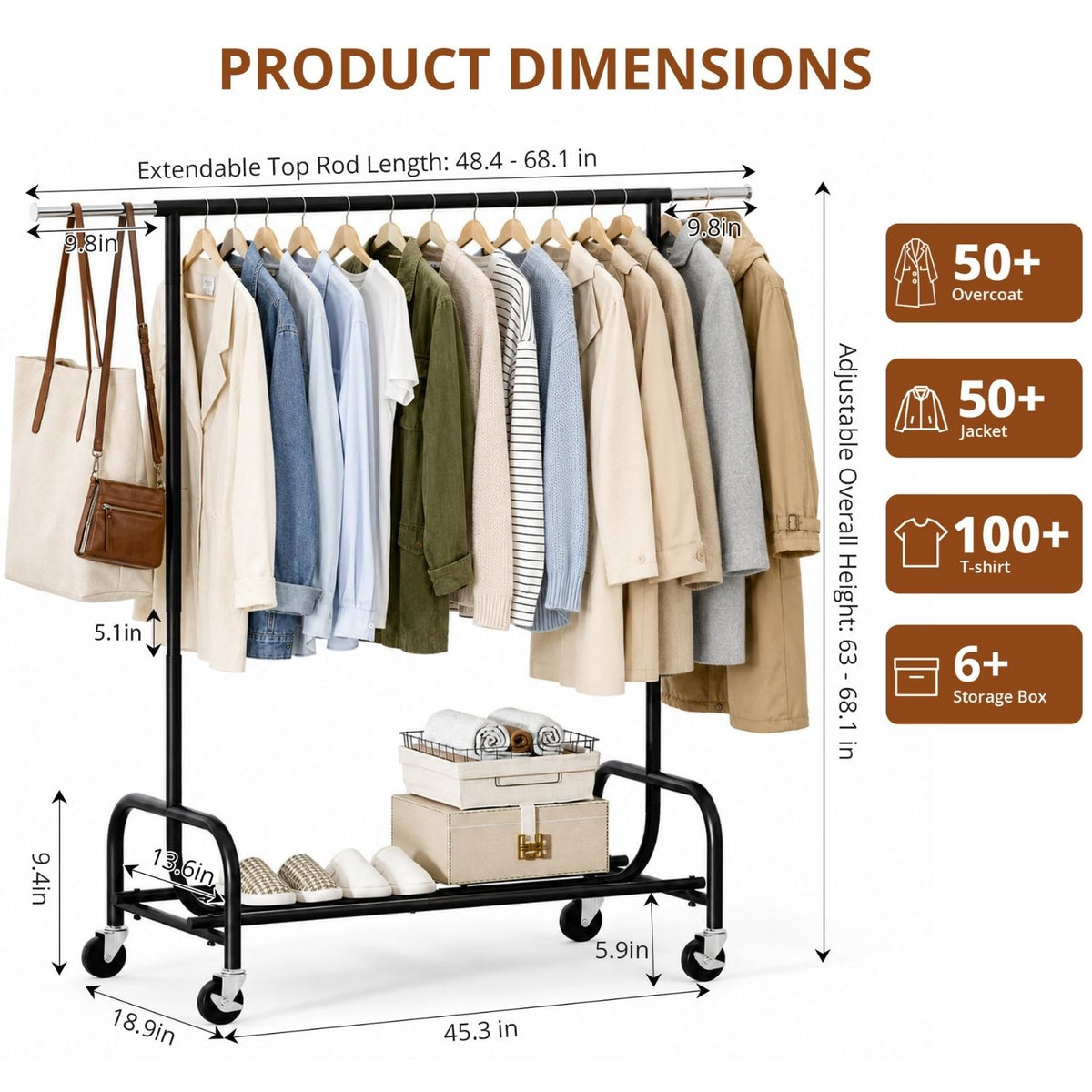 RollFlex Rolling Garment Rack – detail 3