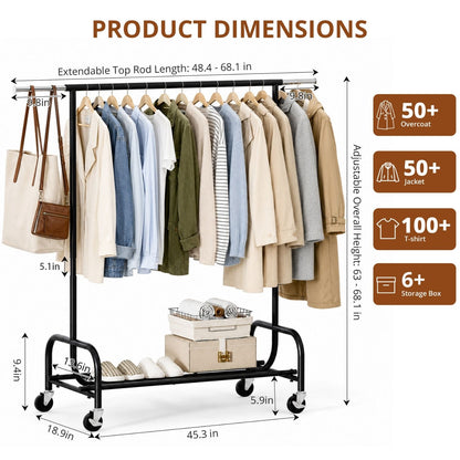 RollFlex Rolling Garment Rack – detail 3