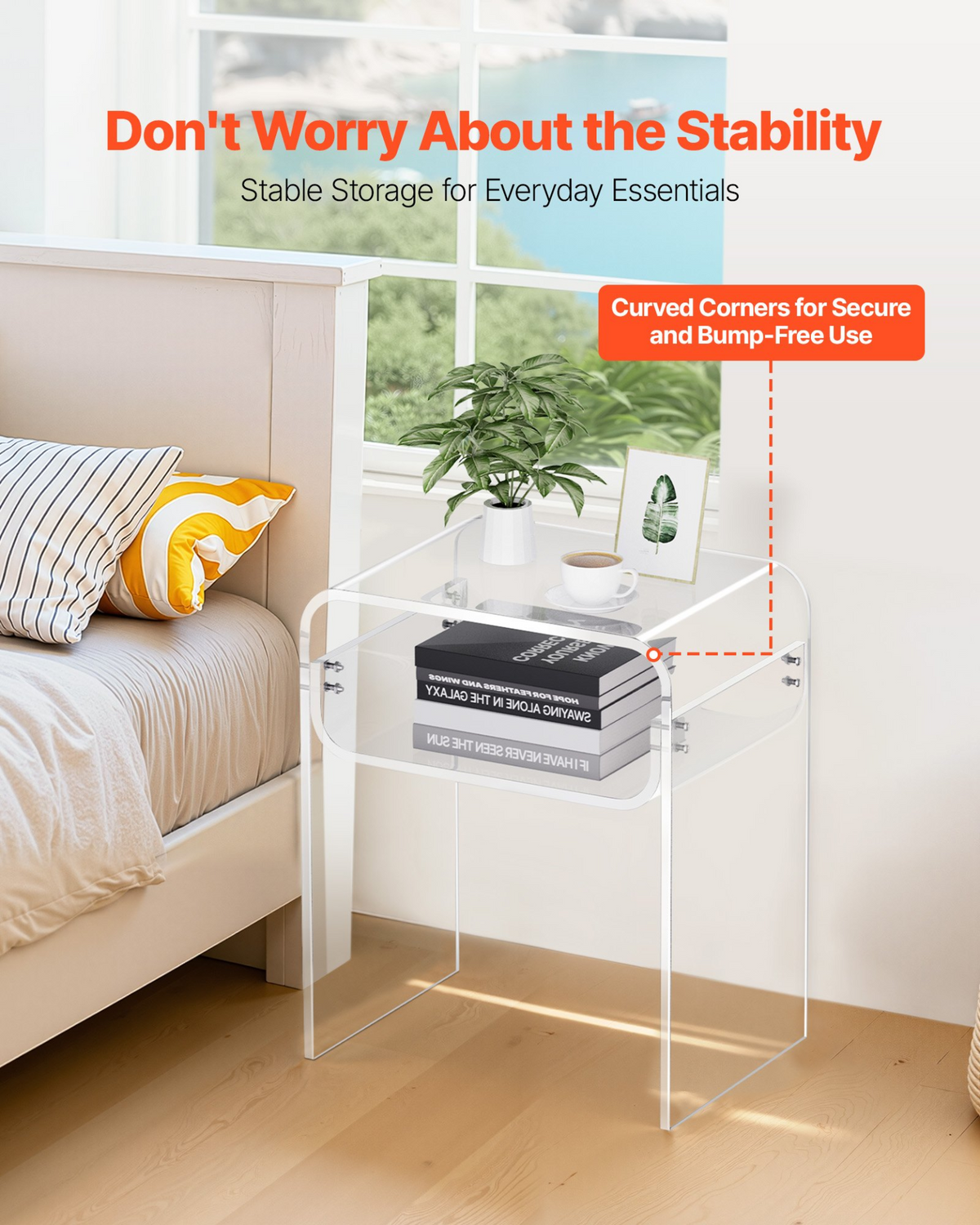ClearNook Acrylic 2-Tier Nightstand – detail 2