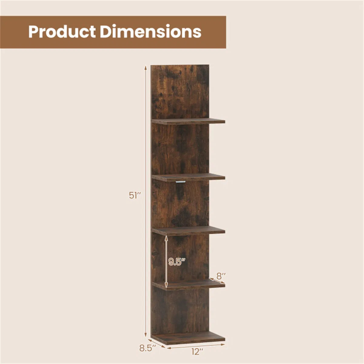 GrainStep 5-Tier Wall Mounted Corner Shelf – detail 1