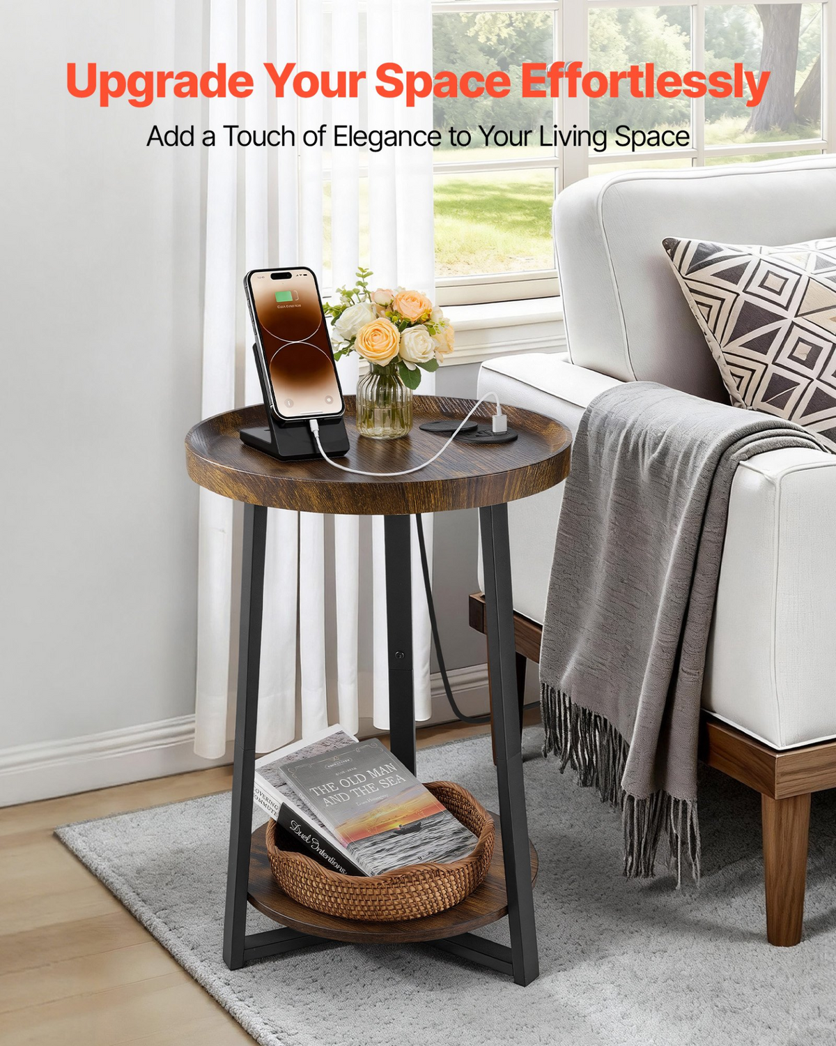 RoundDock 2-Tier Nightstand
