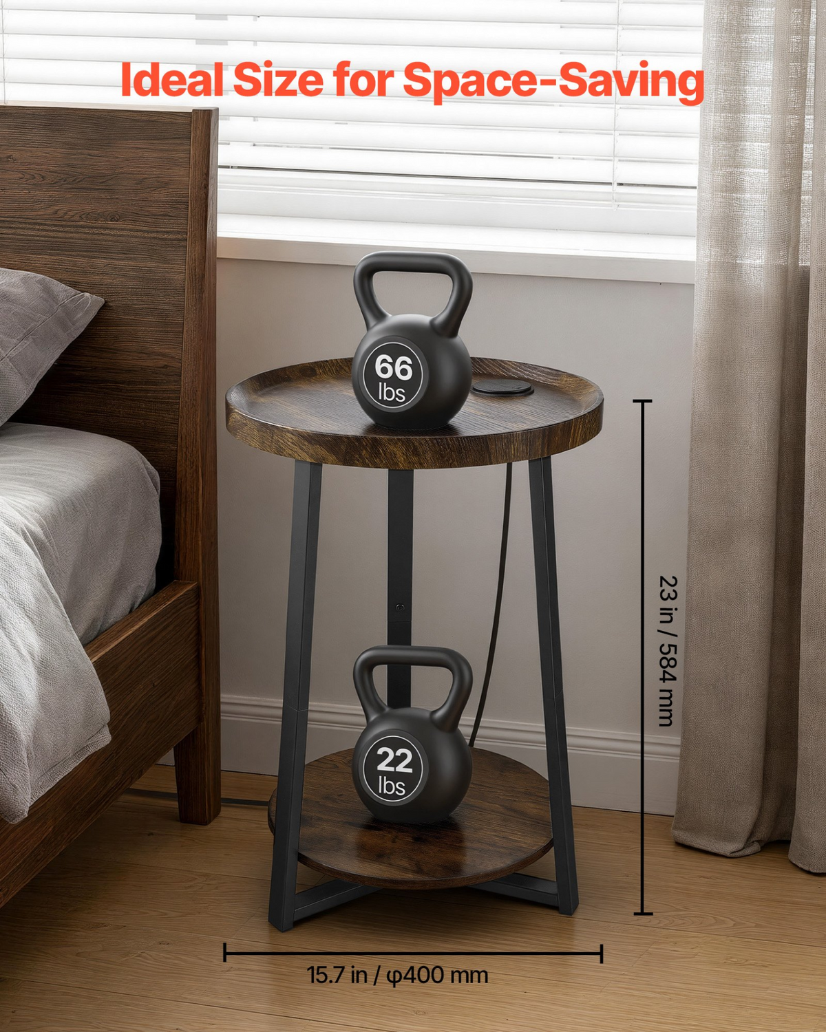 RoundDock 2-Tier Nightstand – detail 1