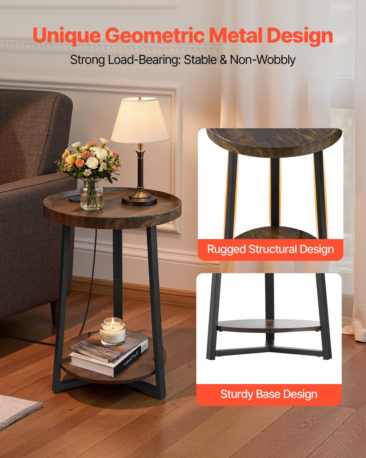 RoundDock 2-Tier Nightstand – detail 4