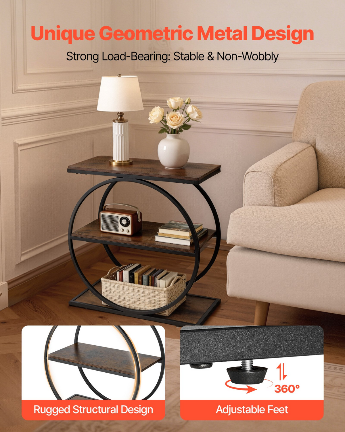 RingFrame 3-Tier Round Nightstand – detail 4