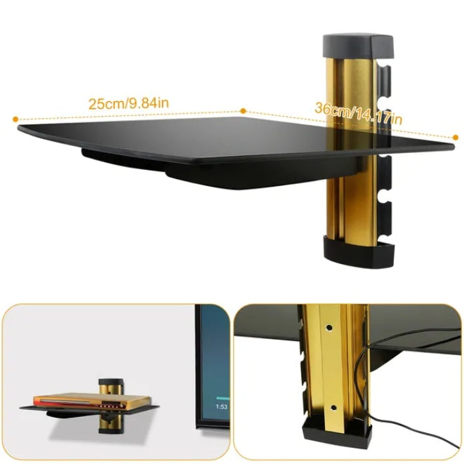 GoldPole Glass Floating Wall Shelf