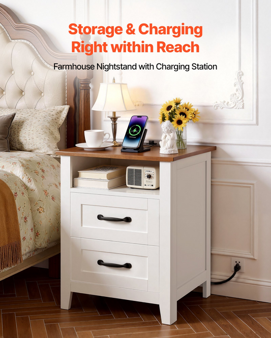 HavenCharge Farmhouse Nightstand