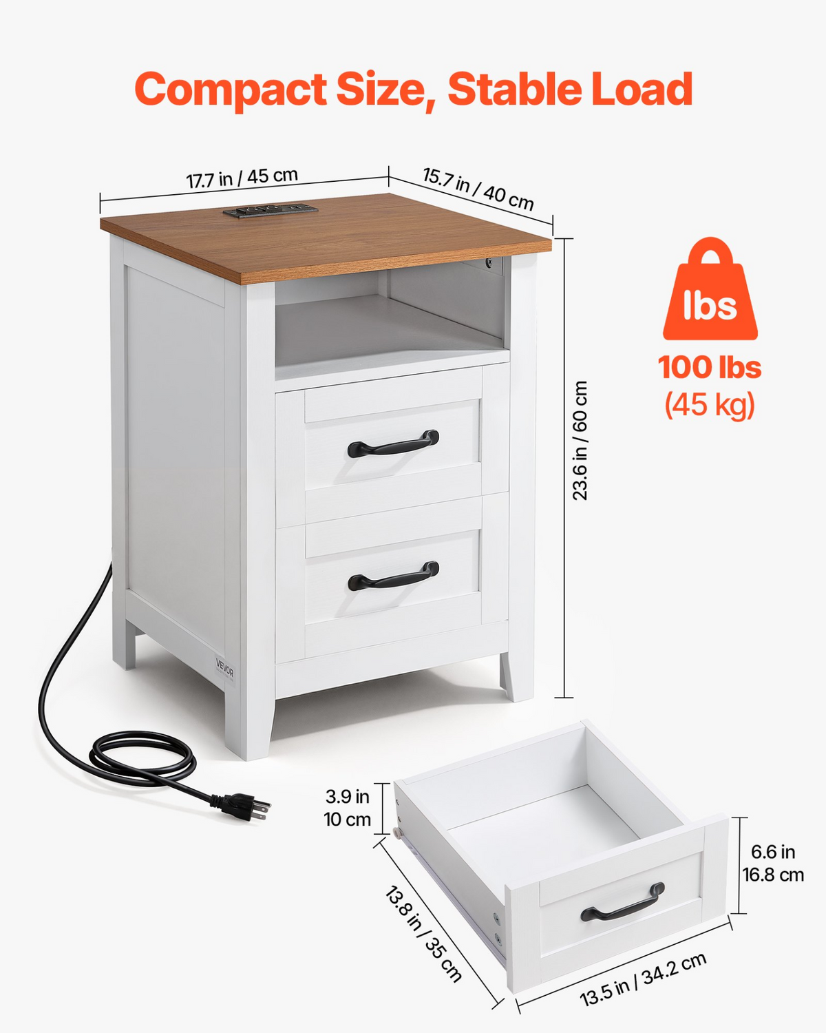 HavenCharge Farmhouse Nightstand – detail 1
