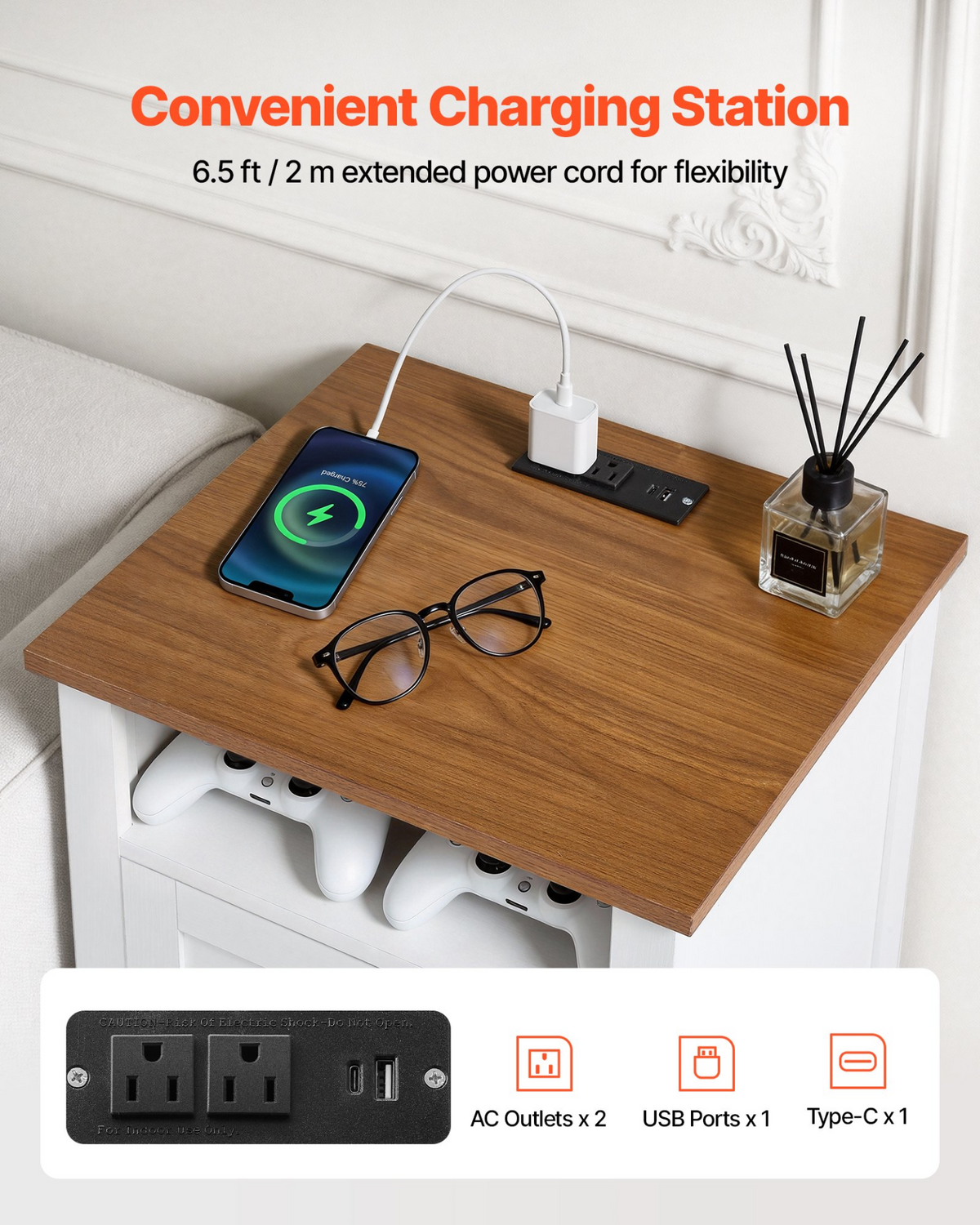 HavenCharge Farmhouse Nightstand – detail 3