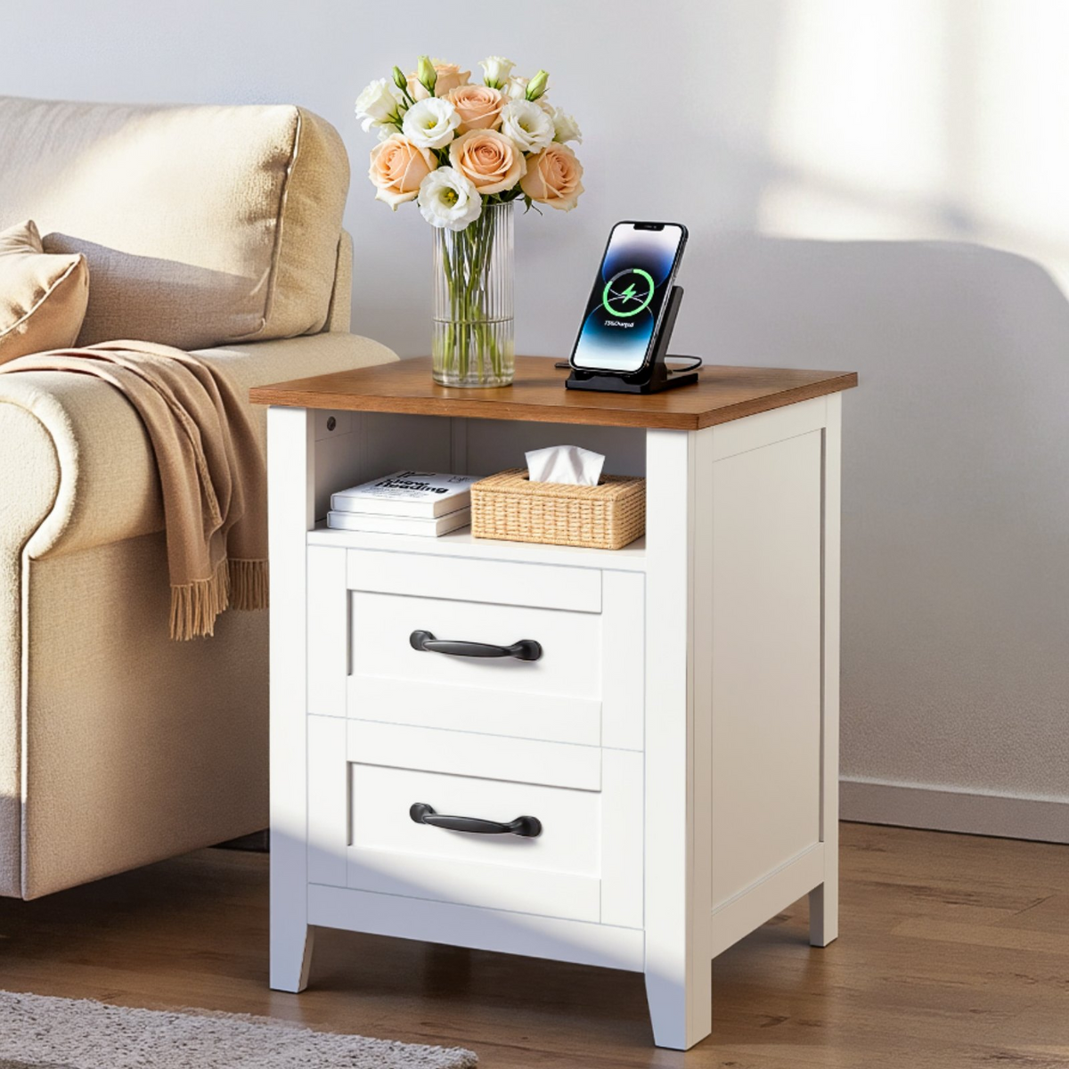 HavenCharge Farmhouse Nightstand – detail 6