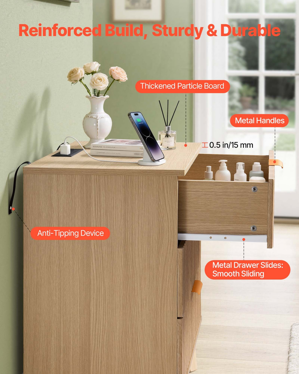 FluteCove Fluted Nightstand – detail 4
