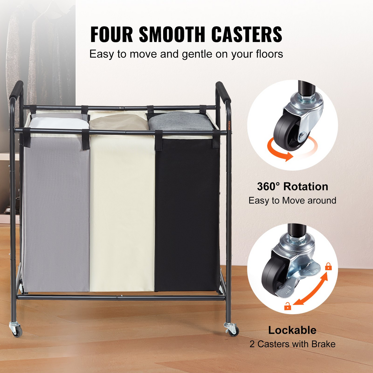SortWell 3-Section Laundry Sorter – detail 4
