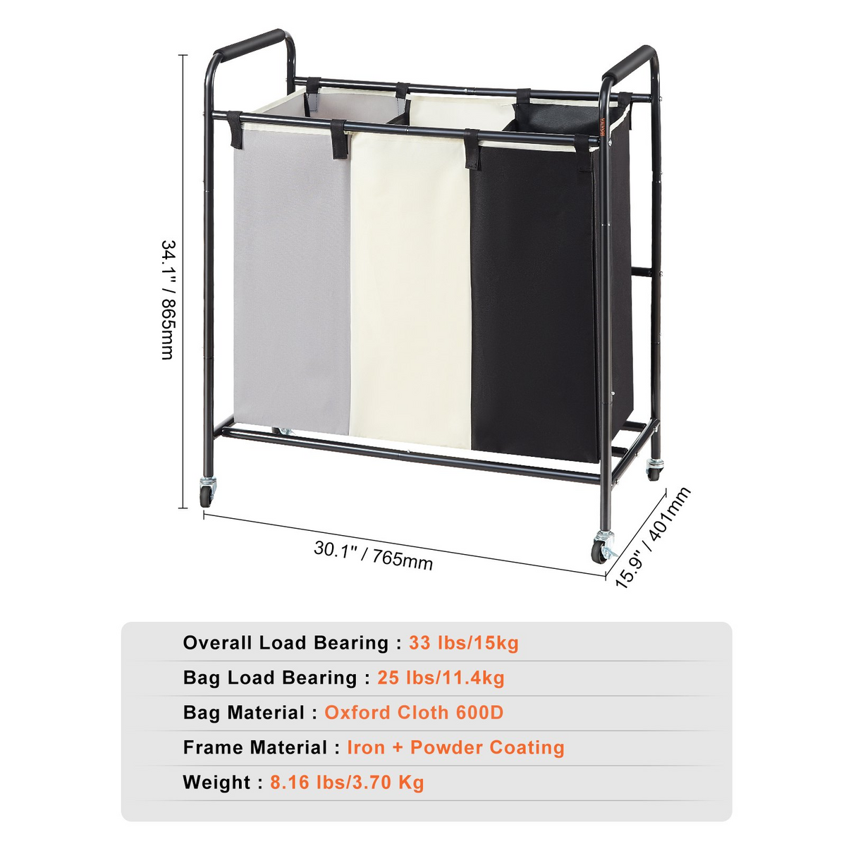 SortWell 3-Section Laundry Sorter – detail 6