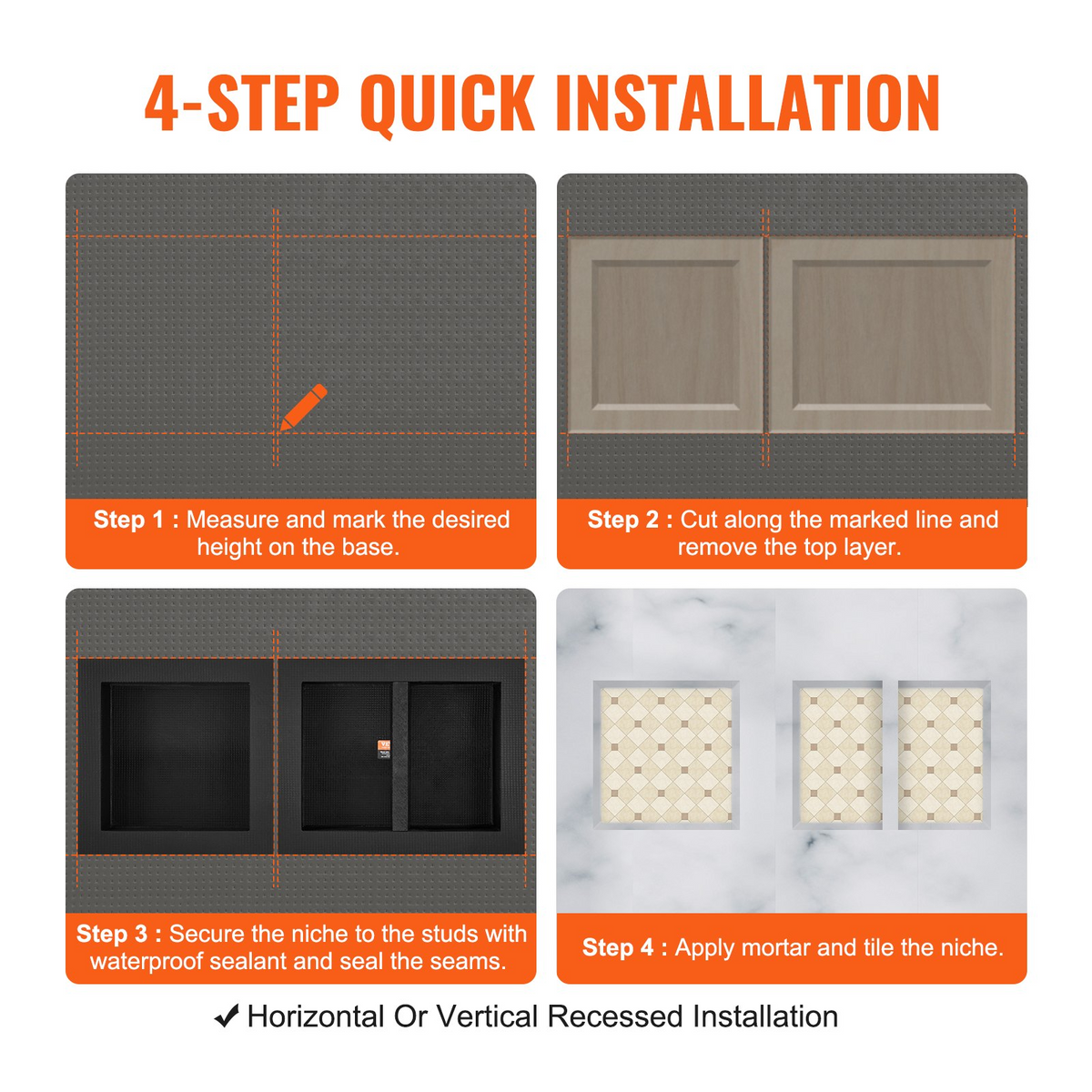 NicheTrio Recessed Shower Shelf Set – detail 3