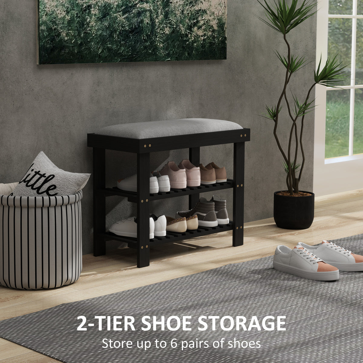 OakBench Bamboo Shoe Storage Bench – detail 7