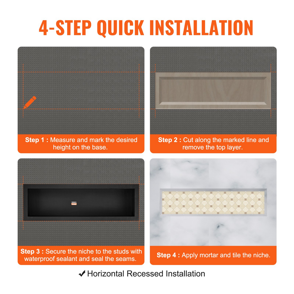 NicheSpan Recessed Shower Shelf – detail 4