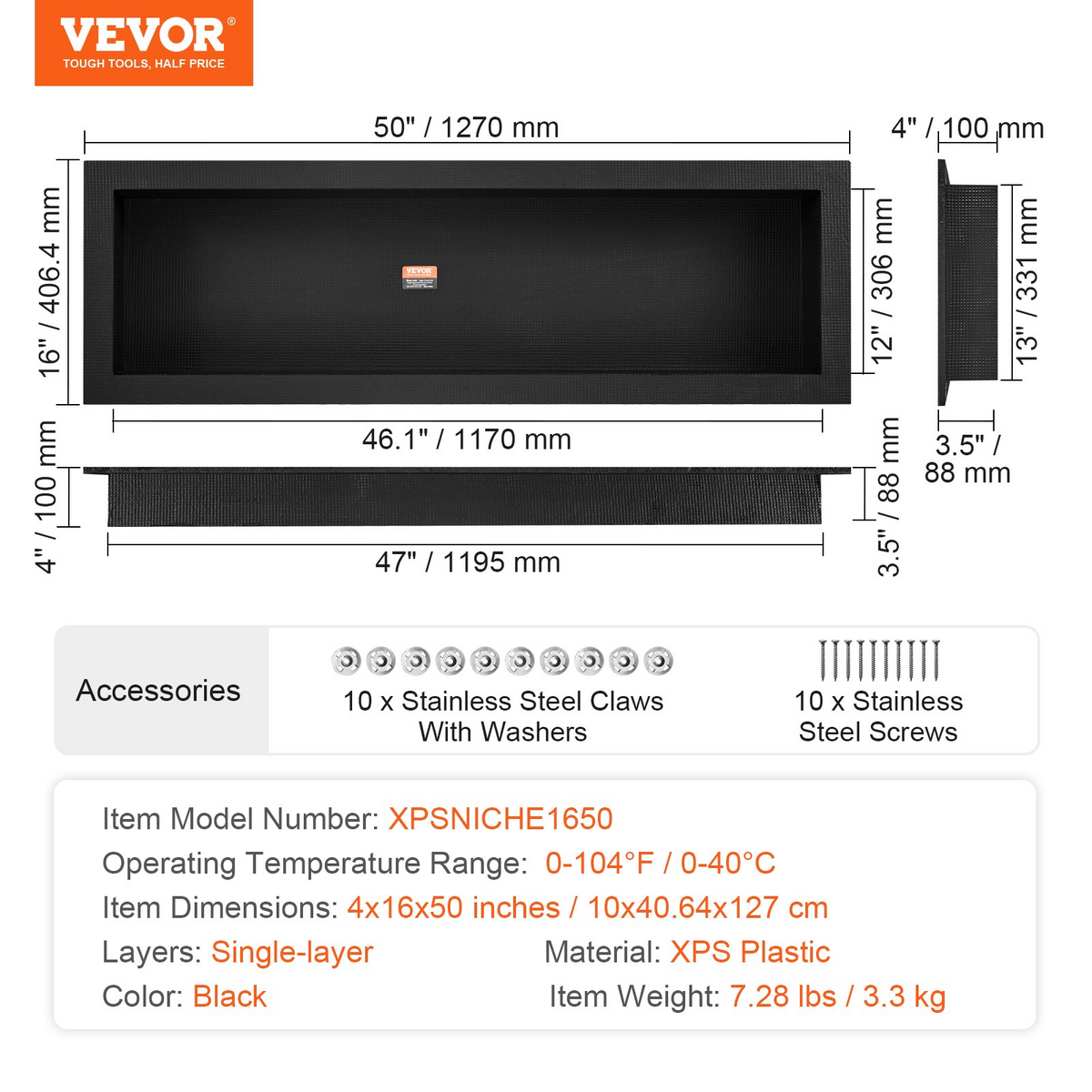 NicheSpan Recessed Shower Shelf – detail 6