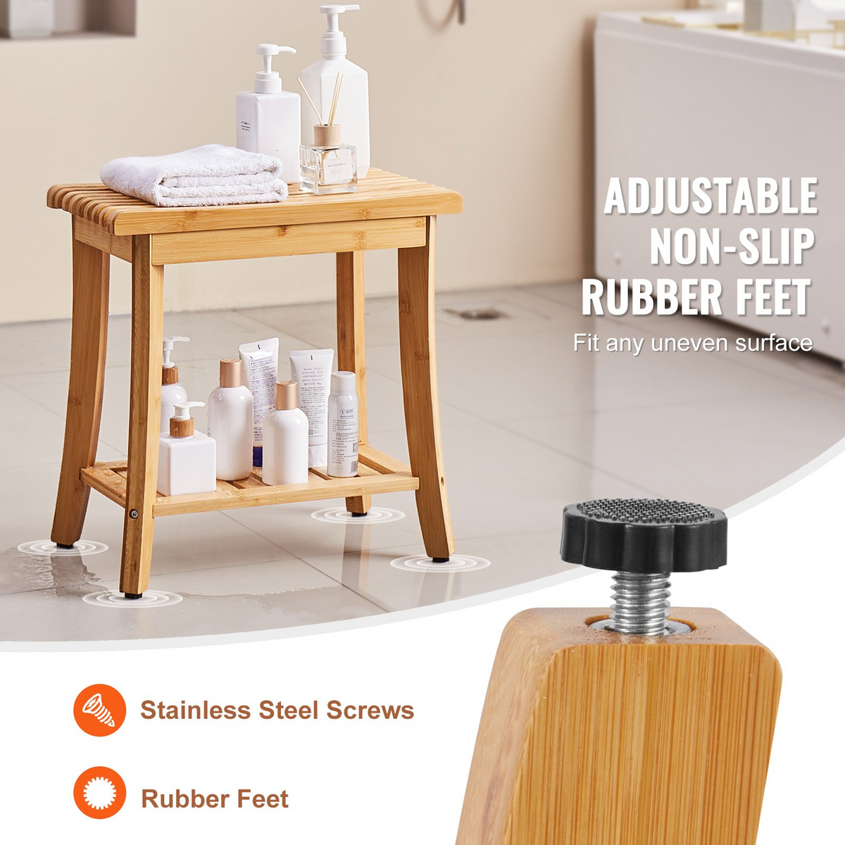 BambooRest Waterproof Shower Bench – detail 2