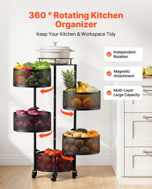 SpinCrate 5-Tier Rotating Produce Cart