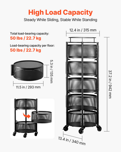 SpinCrate 5-Tier Rotating Produce Cart – detail 1