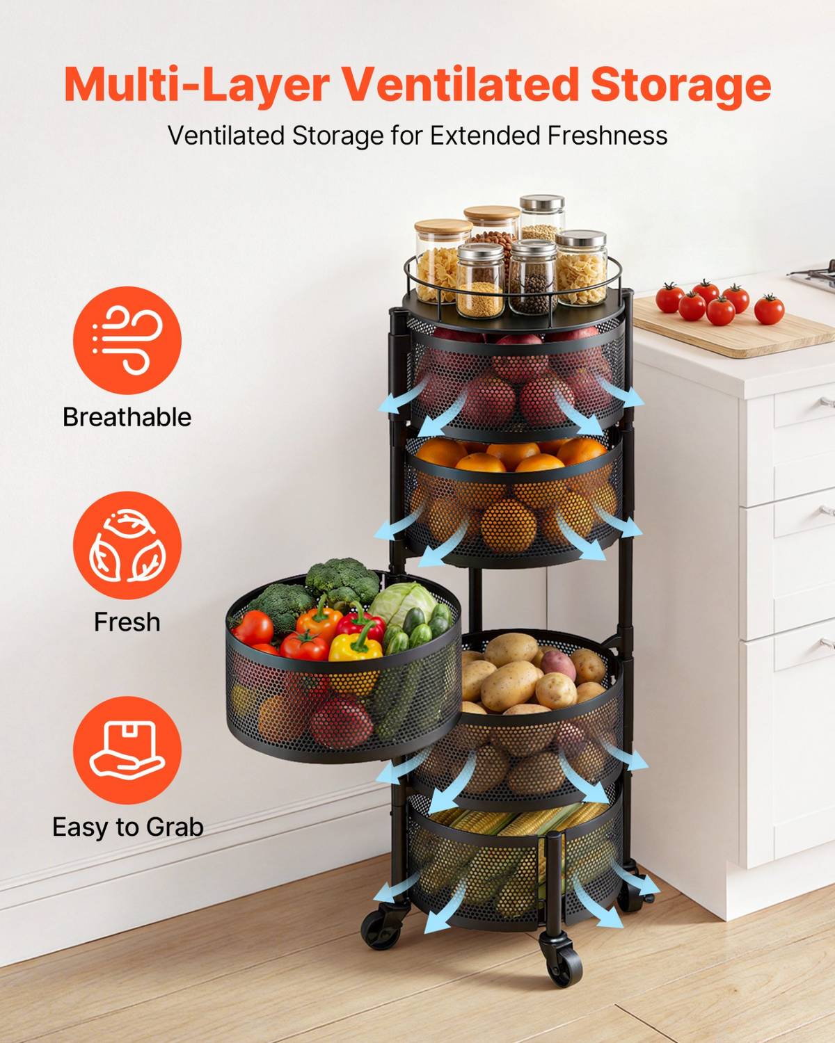 SpinCrate 5-Tier Rotating Produce Cart – detail 3