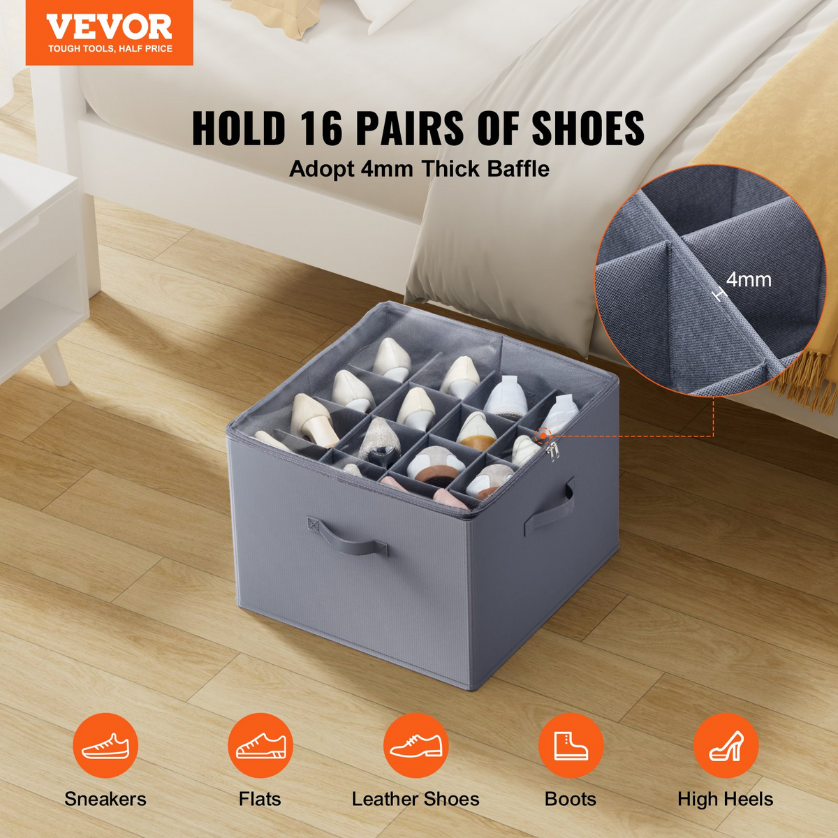 StowUnder 16-Compartment Shoe Organizer – detail 1