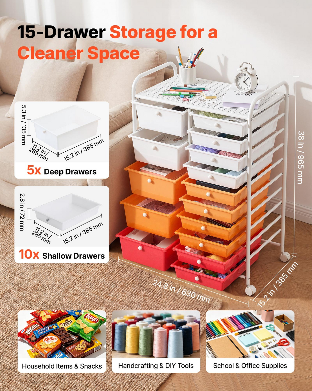 CraftRoll 15-Drawer Rolling Cart – detail 1