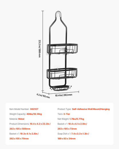 RainCaddy 3-Tier Hanging Shower Organizer – detail 5