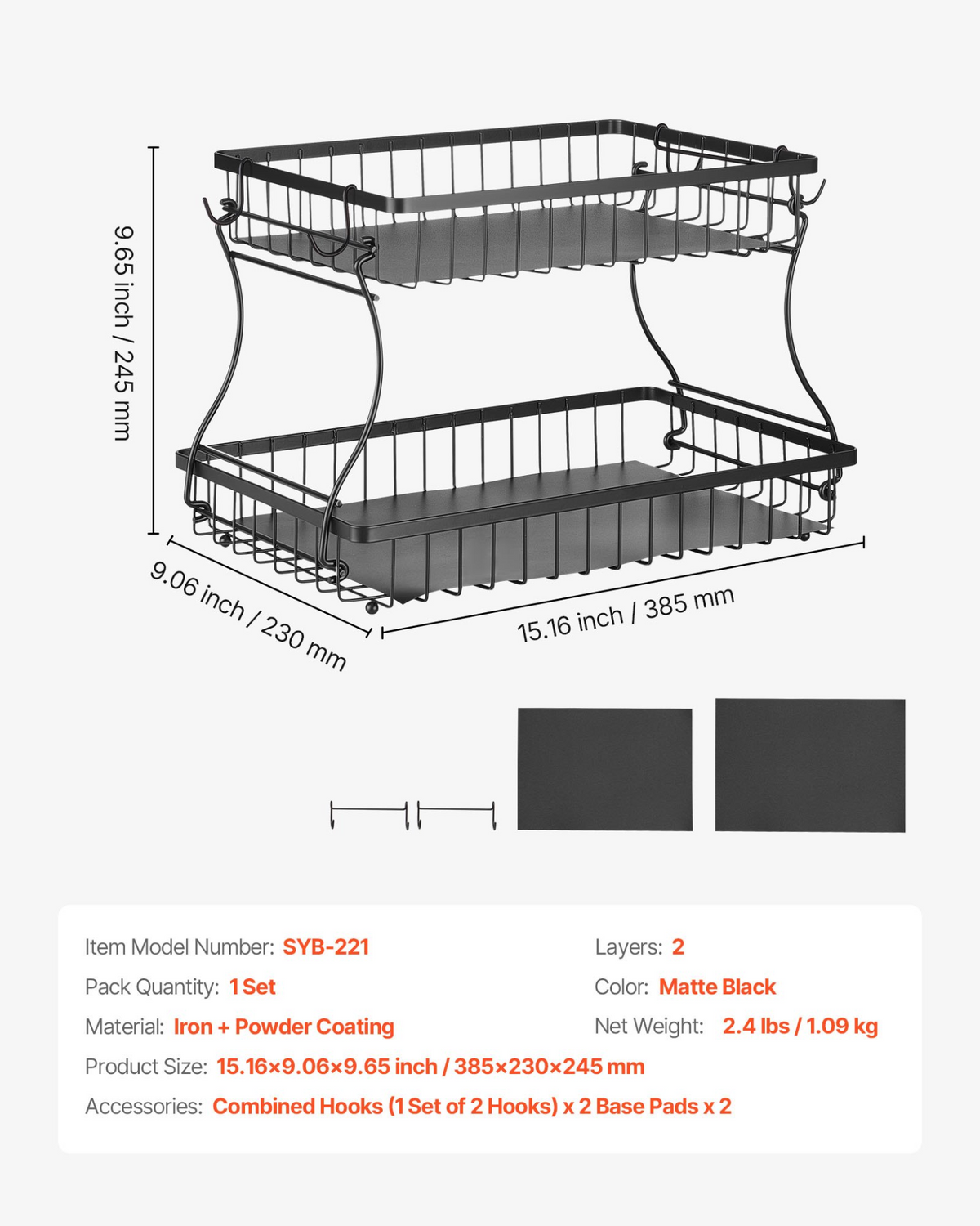 PeelPerch 2-Tier Countertop Fruit Basket – detail 5