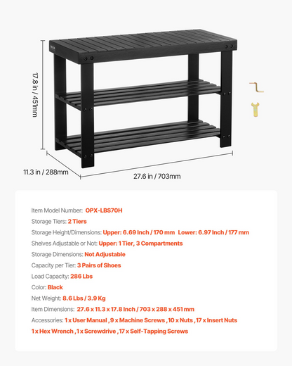 EntryBench 3-Tier Bamboo Shoe Rack – detail 6