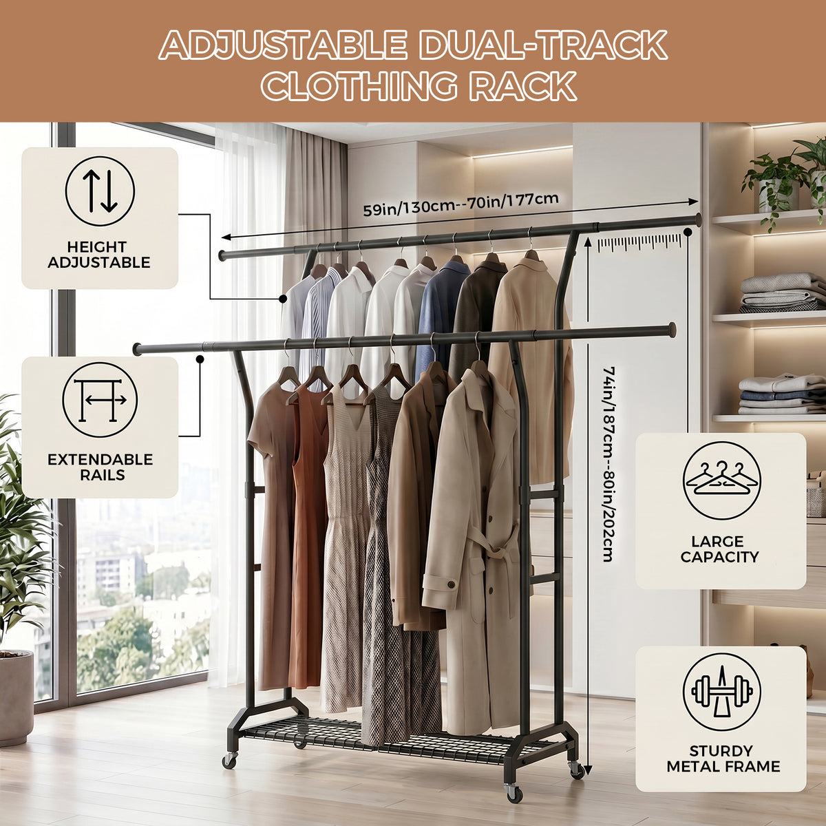 DoubleRod Garment Rack – detail 1