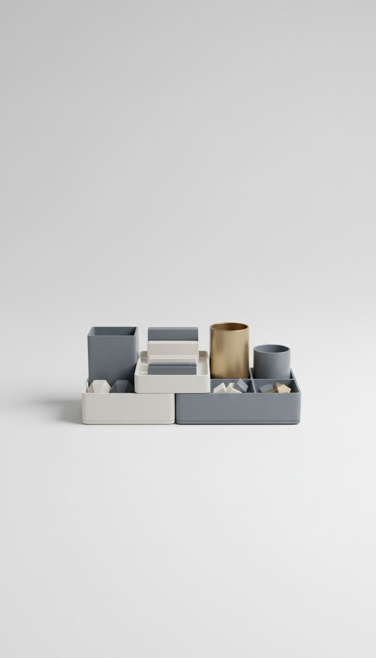 Sculpt Desk Accessory Set In Matte Black