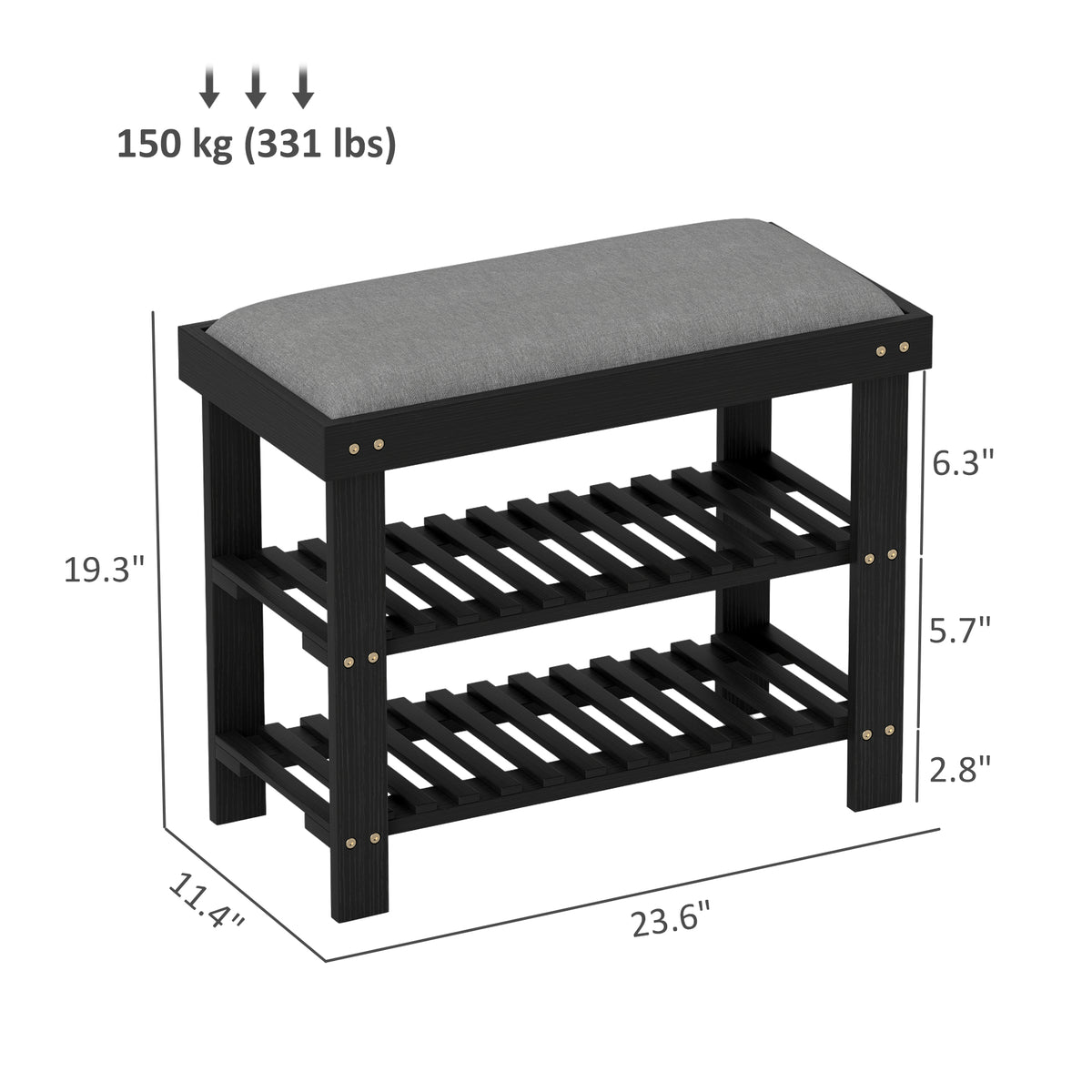 OakBench Bamboo Shoe Storage Bench – detail 3