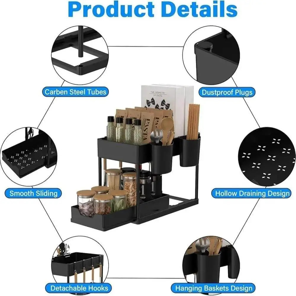 SlideKeep Sliding Under-Sink Organizer with Hooks