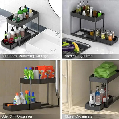 SlideKeep Sliding Under-Sink Organizer with Hooks