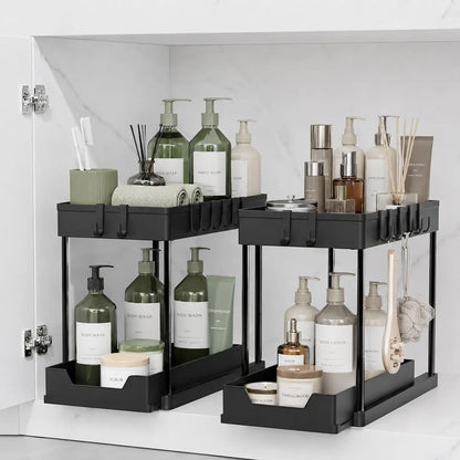 SlideKeep Sliding Under-Sink Organizer with Hooks