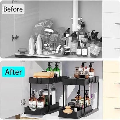 SlideKeep Sliding Under-Sink Organizer with Hooks