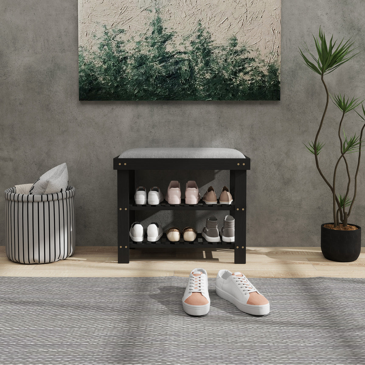 OakBench Bamboo Shoe Storage Bench – detail 2