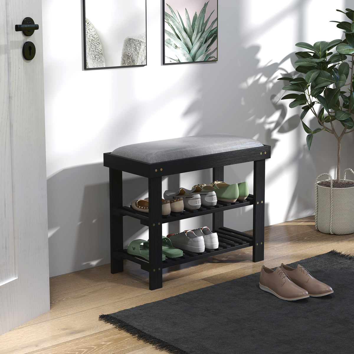 OakBench Bamboo Shoe Storage Bench – detail 1