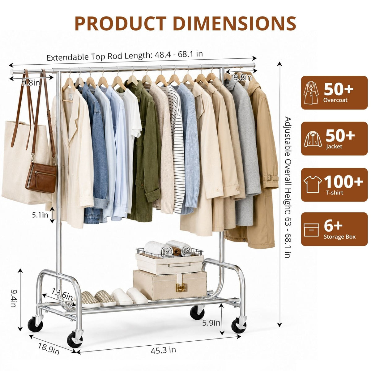 RollFlex Rolling Garment Rack – detail 2