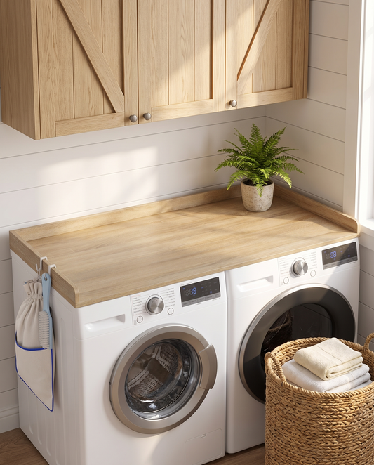 SpanTop Countertop, Oak - warm farmhouse laundry nook